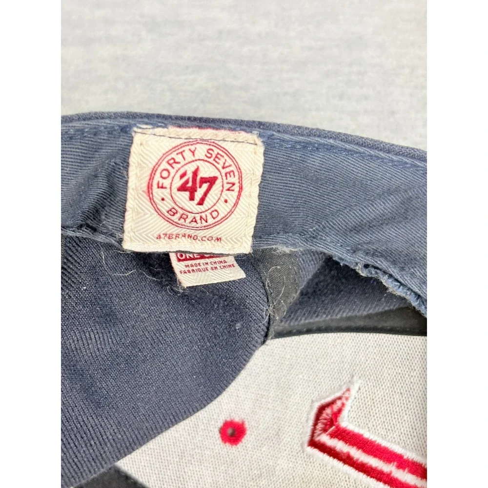 47 Brand Vail Colorado Snapback Hat Mens Navy Red Flat Brim Wool Blend Ski Cap